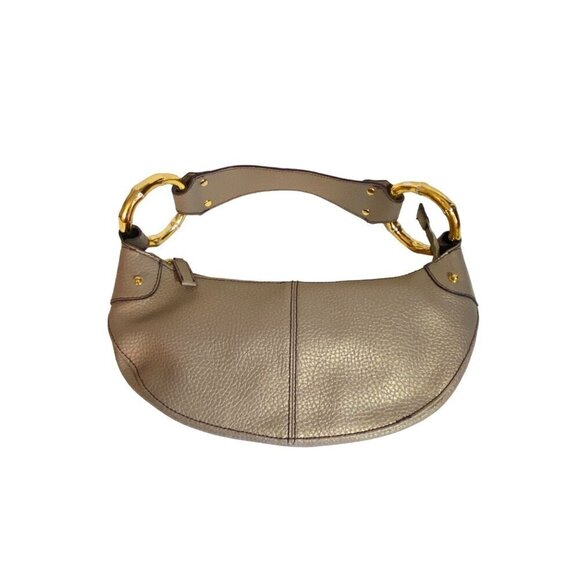Mondani New York Taupe Bamboo Ring Bag Faux Pebble Leather Interior Pockets NWOT - Picture 1 of 8